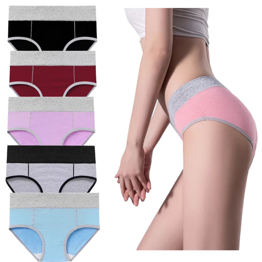 High Waisted Underwear for Women Cotton No Muffin Top Full Coverage Briefs Soft Stretch Ladies Panties 5 Pack