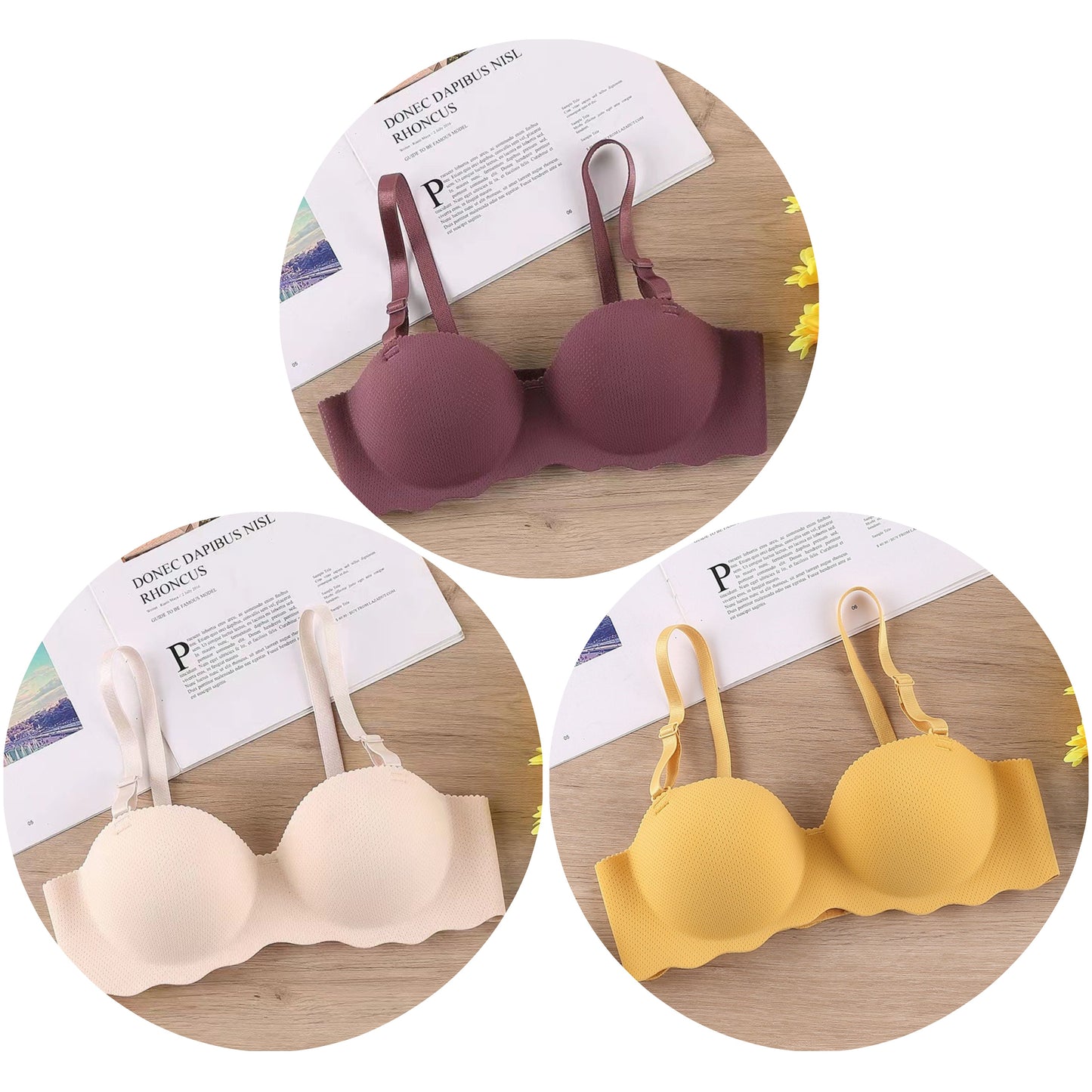 3 Pieces Women Seamless Push Up Bra