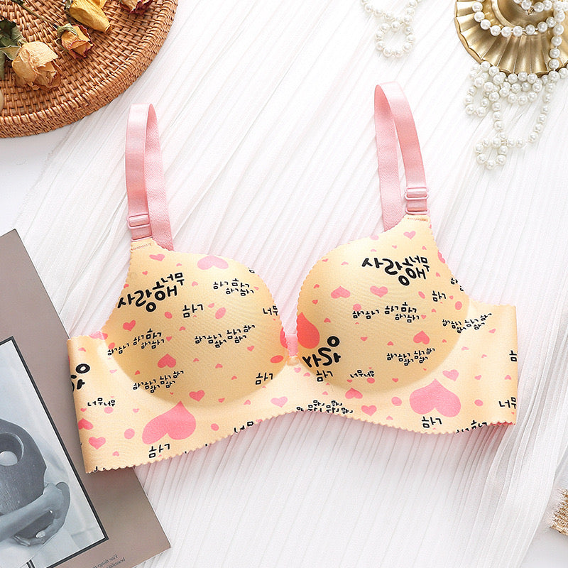 5 Pieces/ 3 Pieces Flower Print Seamless and Wireless Push Up Bra