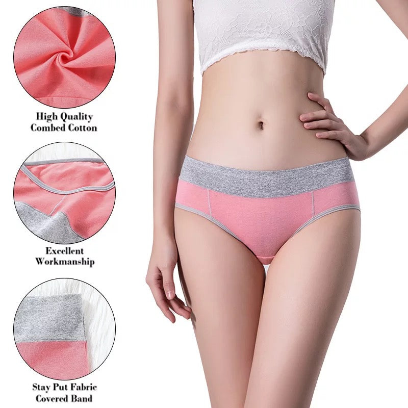 High Waisted Underwear for Women Cotton No Muffin Top Full Coverage Briefs Soft Stretch Ladies Panties 5 Pack